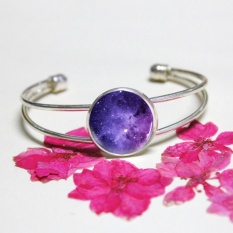 Elegan Vintage Galaxy Nebula Ruang Bangle Gelang, Dasar Charm Bracelet Fashion Perhiasan Hadiah-Intl