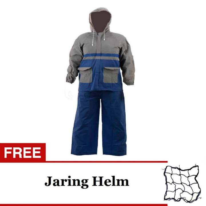 Elephant Jas Hujan  Jaket  Celana Abu abu Biru Gratis 