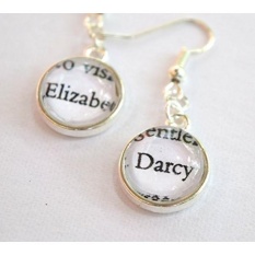 Elizabeth dan Tn. Darcy Earrings Di Warna Perak//Pride And Prejudice Terkenal Pasang//Jane Austen Anting -Intl