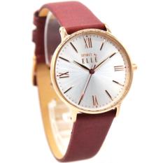 Elle - Jam Tangan Wanita - Rosegold-Putih - Strap Dark Red - ES21005S05X