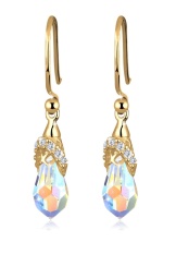 Elli Germany 925 Sterling Silver Anting Drop Swarovski® Lapis Emas Putih