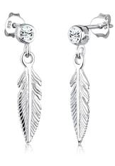 Elli Germany 925 Sterling Silver Anting Feather Swarovski® Crystals Putih