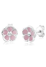 Elli Germany 925 Sterling Silver Anting Pink Flower Swarovski® Crystals Rose