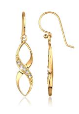 Elli Germany 925 Sterling Silver Anting Lapis Emas 24K Infinity Swarovski Crystals Putih