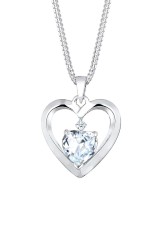 Elli Germany 925 Sterling Silver Kalung Hati dengan Diamond dan Zirconia Putih