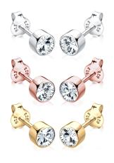 Elli Germany 925 Sterling Silver Rosegold and Goldplated Tricolor Swarovski Crystals Stu Putih