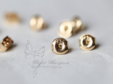 Emas 14 K Emas Murni Penuh Berlian Lurus Kecil Anting