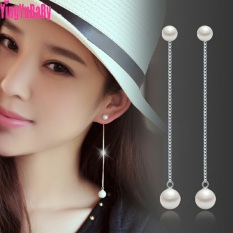 Anting Mutiara Rantai Emas Putih Berlapis Anting Korea Fashion Style Putih
