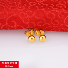 Emas Warna Anti Alergi Mutiara Lucky Number Anting Bola Giok Anting