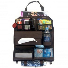 EMWE CO Car Seat Organizer tas aksesoris mobil tempat tisue majalah HP tas di belakang jok sofa mobil- Dark brown