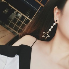 Nikmati Perasaan Jepang dan Korea Selatan Bintang Hollow Star Temperamen Overrated Long Buatan Diamond Earrings Earrings Wanita Pearl Earrings-Intl
