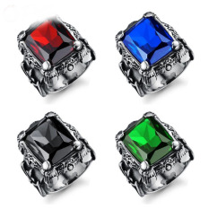 Cincin Pria Baja Titanium Biru Hijau Merah Hitam Gaya Eropa Amerika
