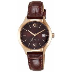 ESPRIT ES107492002L RG - Bonnie - Jam Tangan Wanita - Bahan Tali Leather - Coklat - Case Rose Gold - Dial Coklat