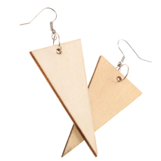 Etnis Kayu Segitiga Geometris Anting Kait Jatuh Menjuntai Kayu Kerajinan DIY-Intl