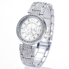 ETOP Gold Silver Wanita Kasual Gaun Quartz Crystal Wristwatch Jam Tangan Berlian Imitasi (Emas)