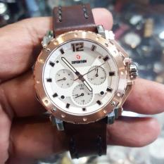 Expedition E6402B Jam Tangan Wanita Stainless Leather Coklat Body Silver