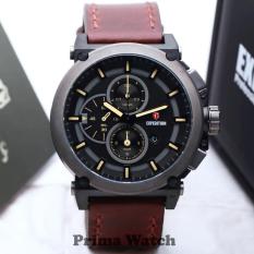 Expedition E6612 100% Original Jam Tangan Pria Stainless Leather Coklat Hitam