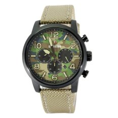 Expedition E6672M Jam Tangan Pria - Hitam Loreng Cream- Strap Kulit Kanvas