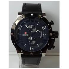 Expedition Jam Tangan Pria Expedition E6381MC Chronograph Silver Stainless Steel Leather Black