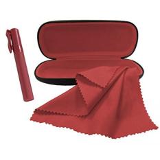 Kacamata Set, Termasuk Kotak Kacamata, Kaca Pembersih Semprotan, dan Serat Mikro Kain, bagus untuk Semua Kacamata dan Kacamata Hitam, Maroon, BY Optiplix-Internasional
