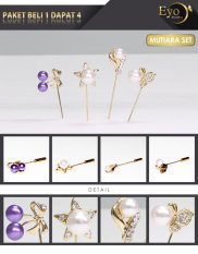 Eyo Jewelry Set Tuspin Wanita Hijab Paket Mutiara Set
