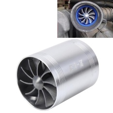 F1-Z Mobil Stainless Pengisi Daya Super Universal Dual Double Turbin Udara Masuk Penghemat Bahan Bakar Turbo Turboing Kipas Angin Yang Bisa Diisi Daya Set Kit (Perak)-Intl
