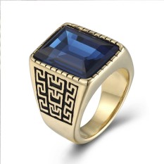 Pabrik Grosir Pria Cincin Cincin Pola Titanium Safir Retro 18 Karat Emas Pola Cincin Mendominasi Tembok Besar makanan-Internasional