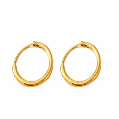 Fancyqube Fashion Star dengan Kepribadian Lingkaran Anting, Baik Pria Maupun Wanita Bisa Memakai Anting-Anting Perhiasan Grosir Emas Silver Earrings Gold-16MM-Intl