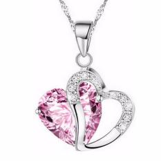 Fancyqube Korean Peach Heart-shaped Crystal Necklace Clavicle Chain Sweater Chain Drop Shipping Pink - intl