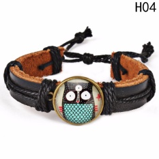 Fancyqube Cute Owl Gelang Cuff Hand Dikepang Vintage Emas Alloy Multilayer Gelang H04-Intl