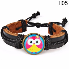 Fancyqube Cute Owl Gelang Cuff Hand Dikepang Vintage Emas Alloy Multilayer Gelang H05-Intl