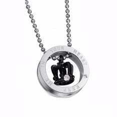 Fancyqube King Queen Stainless Steel Crown His and Her Promise Matching Love Couple Necklace Black - intl