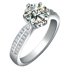 Wanita Fancyqube Eropa Yang Mewah Berlapis Platinum Cincin Berlian S925 Perak Cincin Perak
