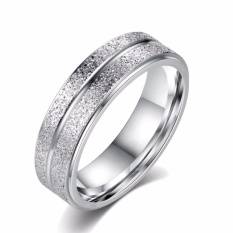 Fancyqube Baru Fashion Cincin Kawin Stainless Steel Double Row Frosted Cincin Titanium Steel Anillos untuk Wanita, China Pria Silver-6