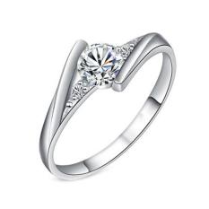 Fancyqube Baru Zirkon Ruby Crystal Silver Plated CZ Berlian Perhiasan Pernikahan Cincin Rose Emas Plated Menawan Perhiasan Wanita Bijoux J045 SV-10 (putih 20-22mm)