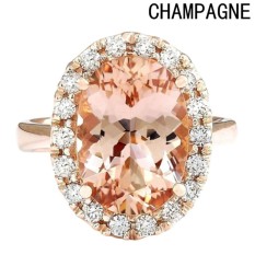 Fancyqube Peculiar Natural Oval Champagne Topaz Birthstone Engagement Ring Champane-8 - intl