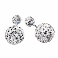 Fancyqube Keranjang Berlapis Round Brilliant Cut Solitaire Anting untuk Lady Silver-Intl