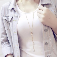 Fancyqube Sweater Rantai Panjang Wanita Sederhana Pendant Kalung Panjang Pakaian Aksesoris Liontin Emas-Intl