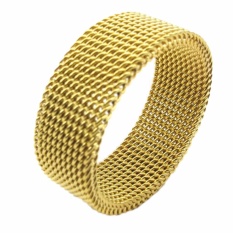 Fancyqube Titanium Baja Pria dan Wanita Beberapa Sepasang Kreatif Mesh Dapat Direduksi Ring Gold-7-Intl