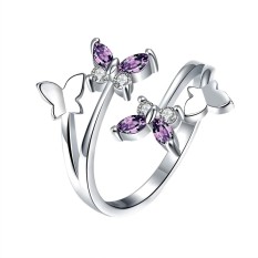 Fancyqube Trendy Perhiasan Cincin Pernikahan Butterfly Women Adjustable Putih-Intl