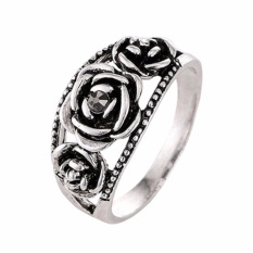 Fancyqube Unik Thailand Silver Warna Rose Cincin Kompatibel Bohemia Cocktail Ring Silver-19-Intl