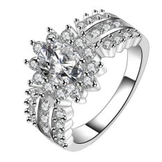 Fancyqube Wanita Kualitas Tinggi Kristal Mewah Cincin Berlian Yang Bersinar 925 Perak Cincin Perak
