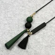 Fancyqube Wanita Jaket Kulit Kalung Panjang Sweater Rantai Warna Campuran Lucu Kotak Geometris Pendant Kalung Collares Mujer Kolye Hijau (putih 60 Cm) -Intl