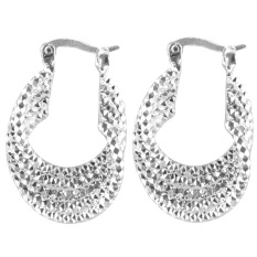 Fancytoy 1 Pair Chic Noble Twist Belt Carve 925 Berlapis Perak Hoop Earring