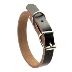 Fancytoy Sederhana Kulit Sapi Hewan Peliharaan Anjing Kucing Anjing Kerah Leher Buckle Adjustable Black XS-Intl
