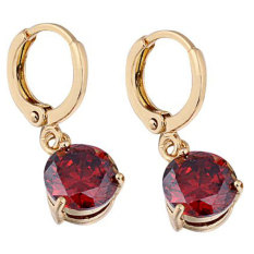 Fang 18 KB Kuning Emas Berlapis Menjuntai Anting-anting (Merah)