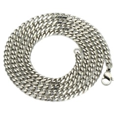 Fang Fang Anak Laki-laki Pria Rantai Baja Anti Karat Rantai Gelang Penghubung Kalung (Silver)