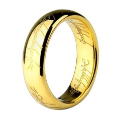 Fang Fashion perhiasan Lord of The Rings untuk pria lempengan emas cincin Stainless Steel untuk pria ukuran 6 - International