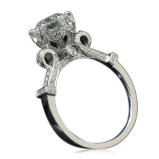 Fangfang 925 Sterling Cincin Kawin Berlian-perhiasan Perak Besar Bulat CZ Cinta Diamond Ring untuk Wanita Hollow Crown Bague Femme Rings-Intl