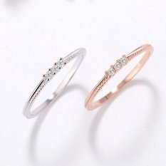 Fantastis Bunga 100% Nyata 925 Sterling Perak Cincin Di Atas Buku Lingkaran Tali Berlian Midi Lingkaran (1 Pcs) (Ukuran/Gaya: 18?? Warna?? Mawar Emas)-Internasional